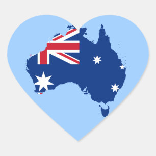 Australflaggenkarte Herz-Aufkleber