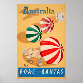 Australia Art Australian Beach Print Qantas Travel Poster