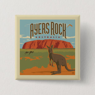 Australia Ayers Rock Kangaroos Button