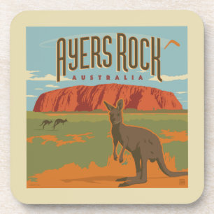Australia   Ayers Rock Kangaroos Getränkeuntersetzer