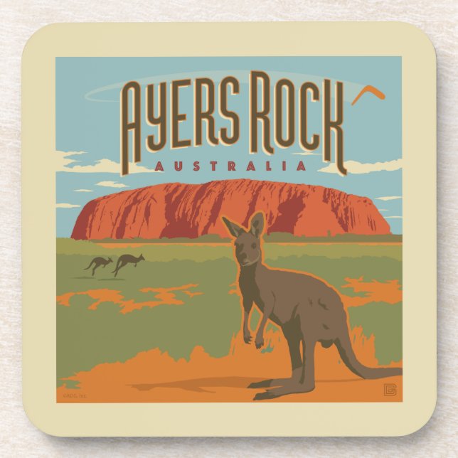 Australia | Ayers Rock Kangaroos Getränkeuntersetzer (Vorderseite)
