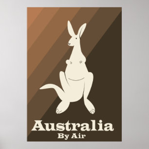 Australia By Air Kangaroo travel poster. Poster