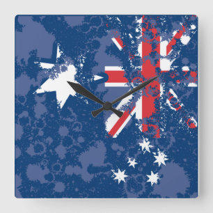 AUSTRALIA FLAG KCALIMA Effekt von Masanser Quadratische Wanduhr