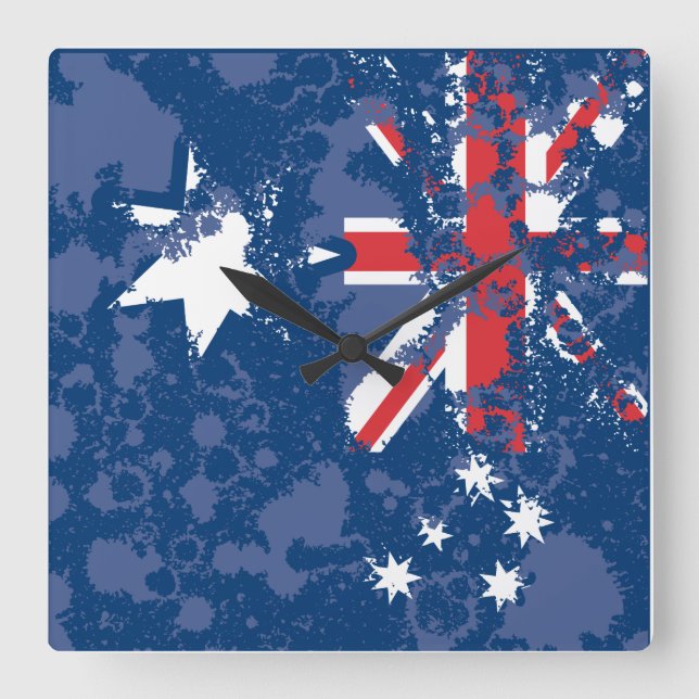 AUSTRALIA FLAG KCALIMA Effekt von Masanser Quadratische Wanduhr (Vorderseite)