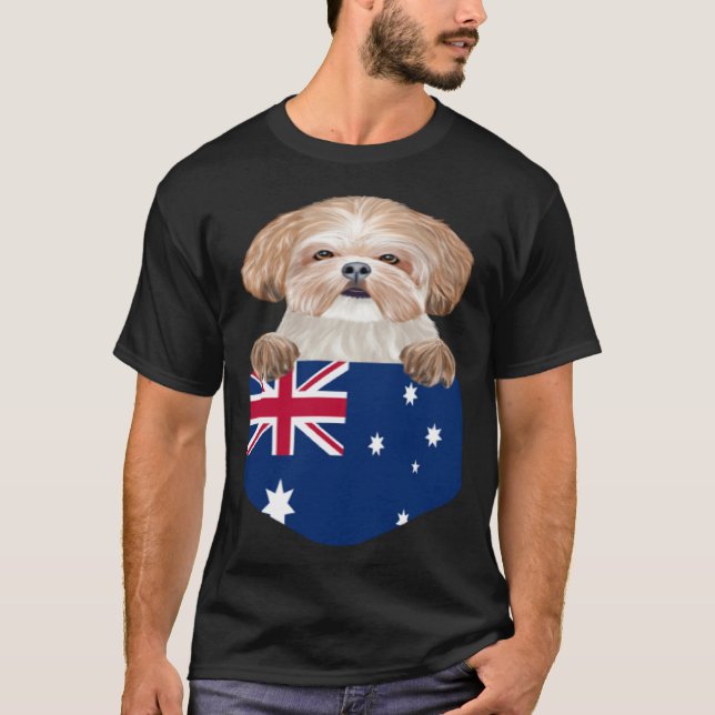 Australia Flag Shih Tzu Dog In Pocket T-Shirt (Vorderseite)