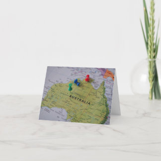 Australia Map Greeting Card  Dankeskarte
