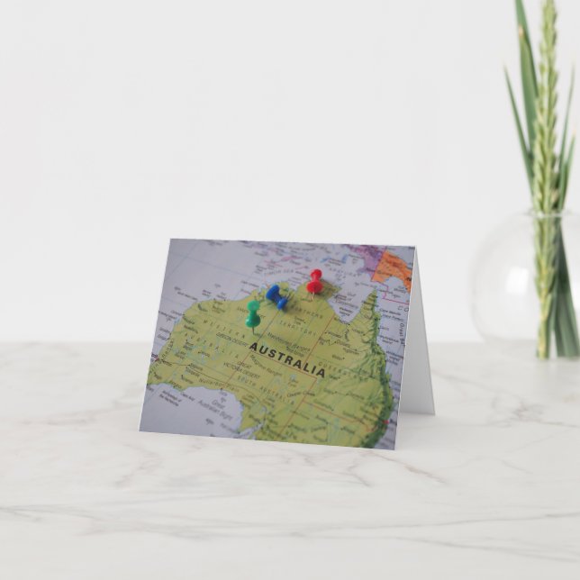 Australia Map Greeting Card  Dankeskarte (Vorderseite)