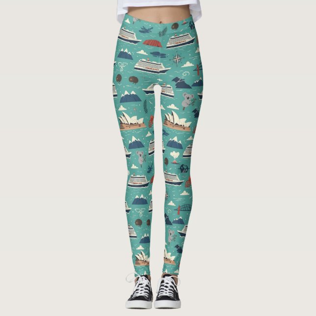 Australia New Zealand Cruise Coastal Ship Design Leggings (Vorderseite)