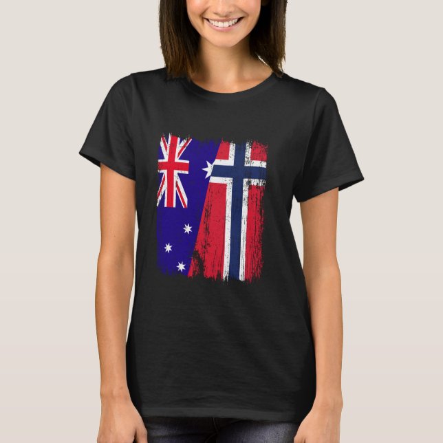 Australia Norway Half Flag Australian Norwegian An T-Shirt (Vorderseite)