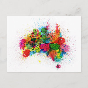 Australia Paint Splashes Map Postkarte