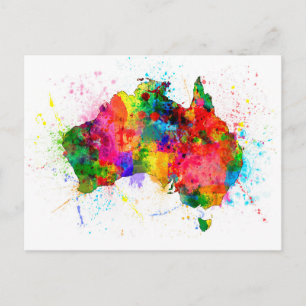 Australia Paint Splashes Map Postkarte