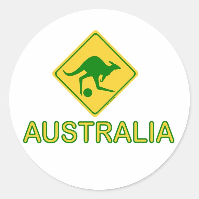 Australia Soccer Kangaroo Runder Aufkleber (Vorderseite)