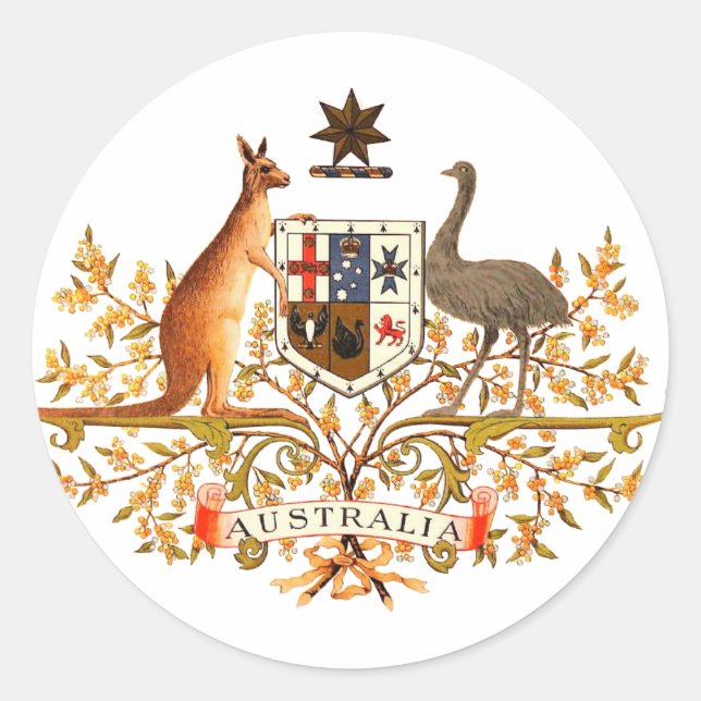 Australia-Wappen Runder Aufkleber (Vorderseite)