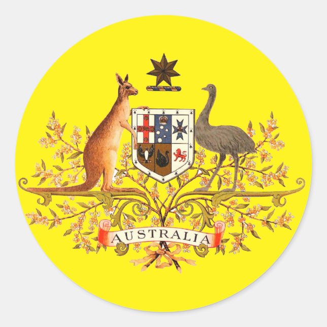 Australia-Wappen Runder Aufkleber (Vorderseite)
