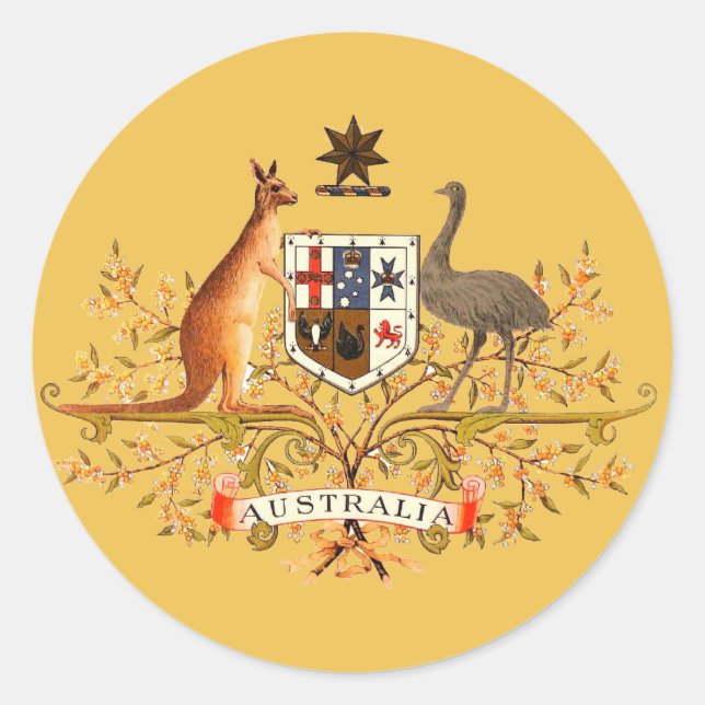 Australia-Wappen Runder Aufkleber (Vorderseite)