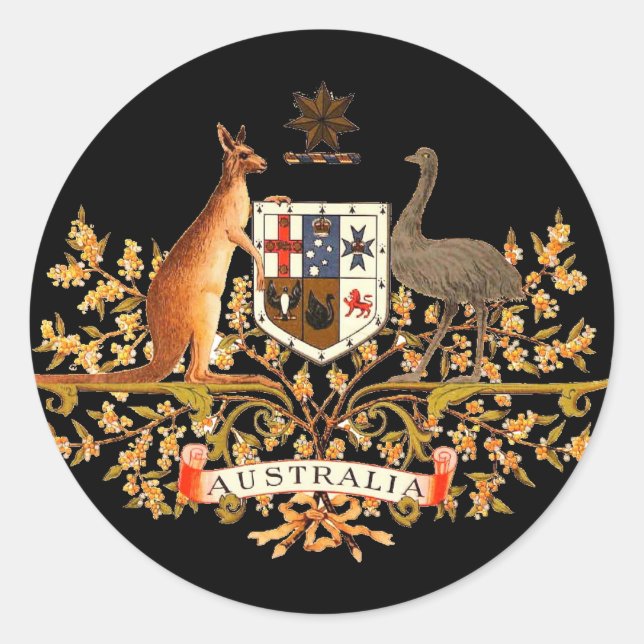 Australia-Wappen Runder Aufkleber (Vorderseite)