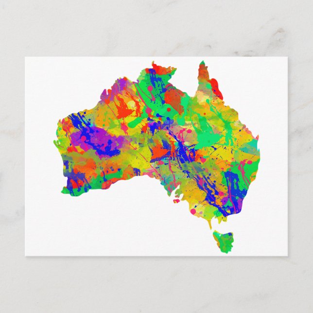 Australia Watercolor Map Postkarte (Vorderseite)