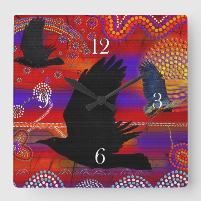Australian Aboriginal Art Gift Quadratische Wanduhr (Vorderseite)