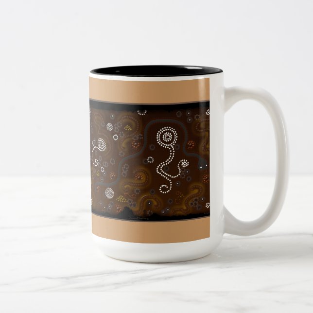 Australian Aboriginal Art Gift Zweifarbige Tasse (Rechts)