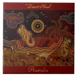 Australian Aboriginal Desert Animals 6' Art Tile Fliese
