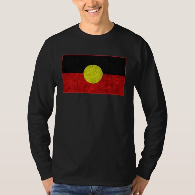 Australian Aboriginal Distressed Flag Aborigines T-Shirt (Vorderseite)