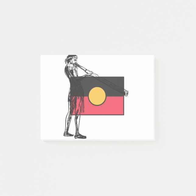 Australian Aboriginal Flag And Aborigin Post-it Klebezettel (Vorderseite)