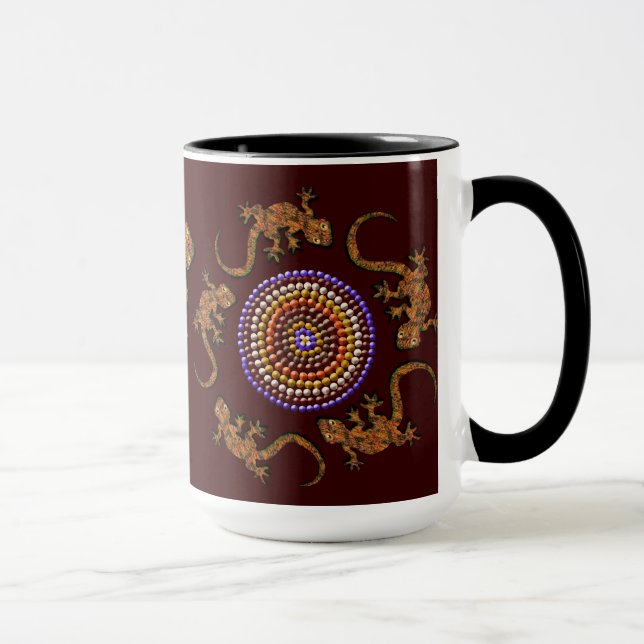 Australian Aboriginal Style Desert Art - Geckos Tasse (Rechts)