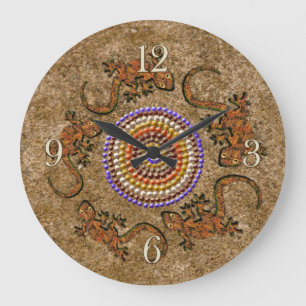 Australian Aborigine Dreamtime & Animals Große Wanduhr
