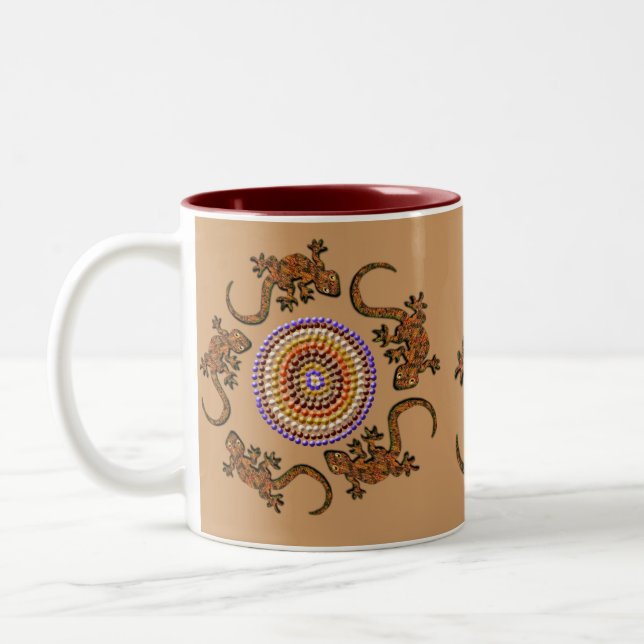 Australian Aborigine Style Art Zweifarbige Tasse (Links)