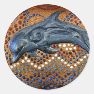 Australian Aborigine-style Dolphin Art Runder Aufkleber