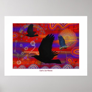 Australian Aborigine-thematied Sunset on a Lake Poster