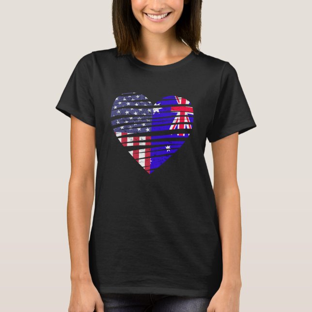 Australian American Grown Heart USA Patriot Herita T-Shirt (Vorderseite)