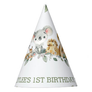 Australian Animal Greenery 1st Birthday Boy Girl Partyhütchen