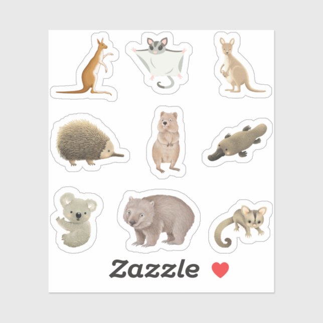Australian Animal Stickers Aufkleber (Blatt)