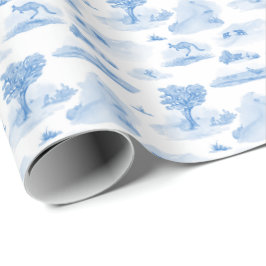 Australian Animal Toile (Blue) Wrapping Paper Geschenkpapier