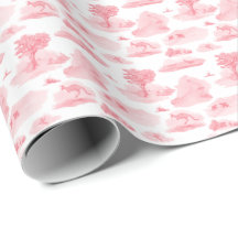 Australian Animal Toile (Coral) Wrapping Paper