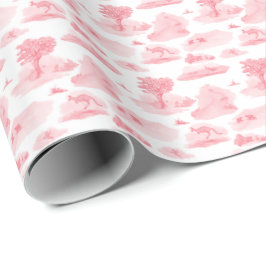 Australian Animal Toile (Coral) Wrapping Paper Geschenkpapier