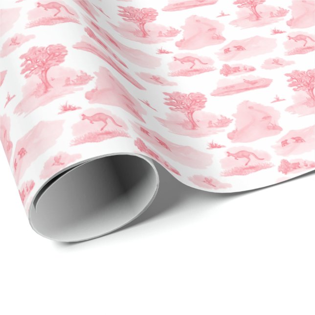 Australian Animal Toile (Coral) Wrapping Paper Geschenkpapier (Rolleneckpunkt)