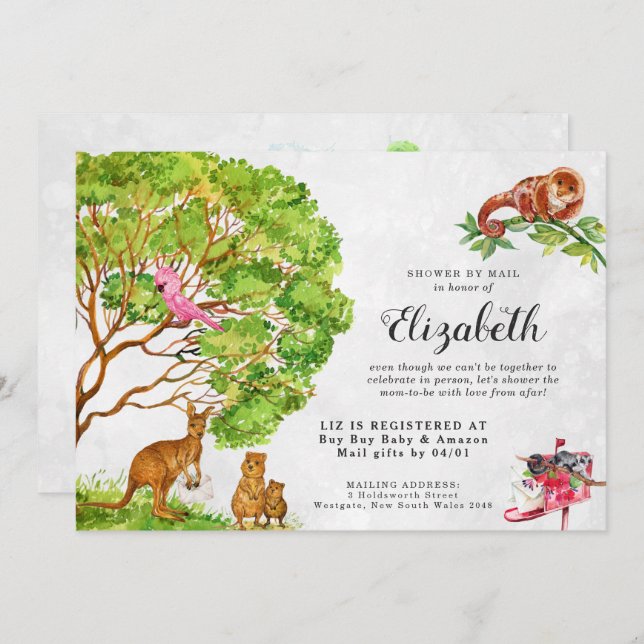 Australian Animals Baby Show by Mail Einladung (Vorne/Hinten)