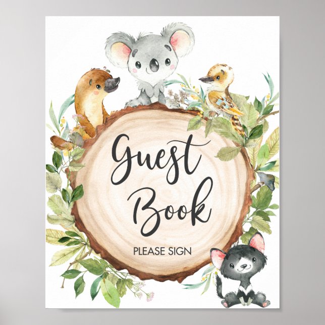 Australian Animals Greenerity Shower Guest Book Si Poster (Vorne)