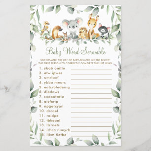Australian Animals Greenery Baby Word Scramble