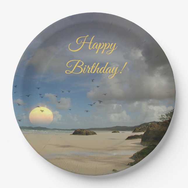 Australian Beach Happy Birthday Pappteller (Vorderseite)