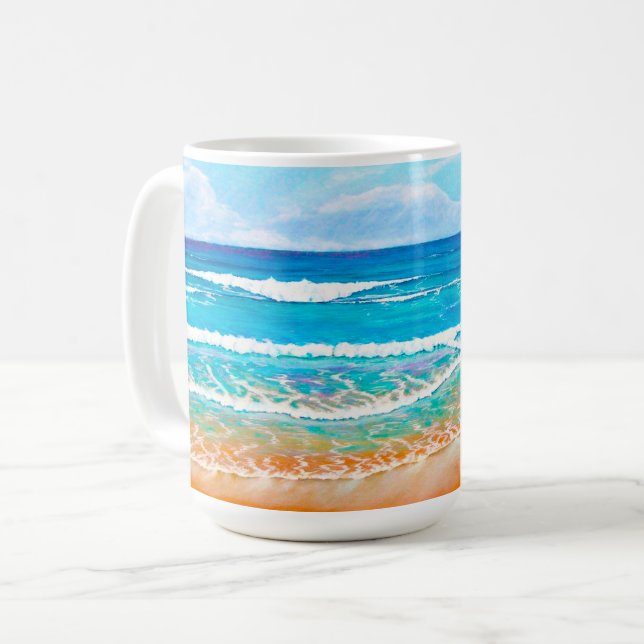Australian Blue Beach Painting Summer Kaffeetasse (Vorderseite Links)