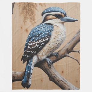 Australian Blue Kookaburra in a Tree Wildlife Art Fleecedecke