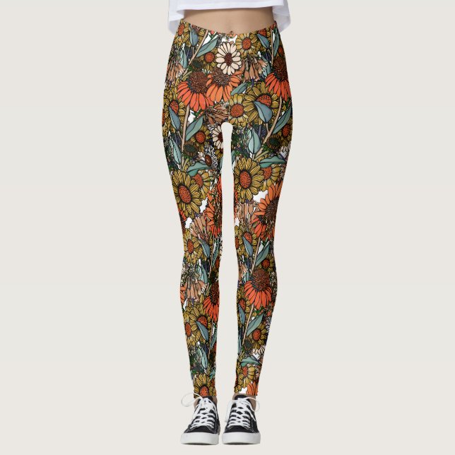 Australian Bush Wildblume Garden Leggings (Vorderseite)