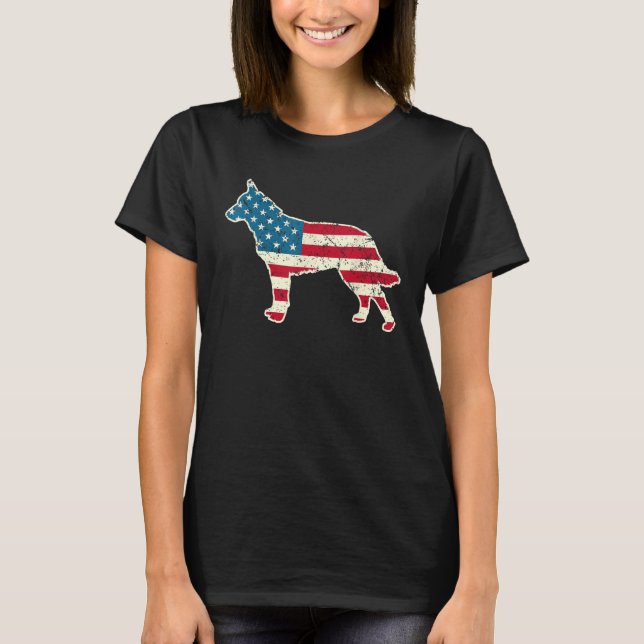 Australian Cattle Dog Blue Heeler 4. Juli Amer T-Shirt (Vorderseite)