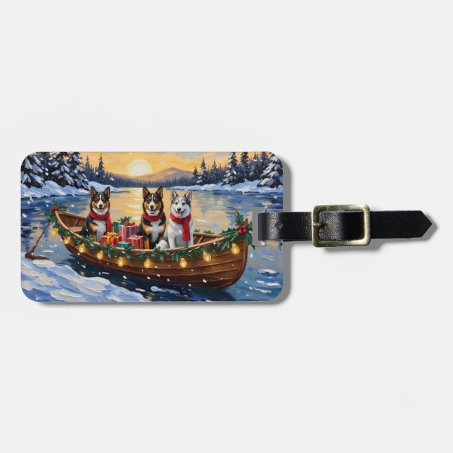 Australian Cattle Dog Christmas Boat Holiday Gepäckanhänger (Vorderseite horizontal)