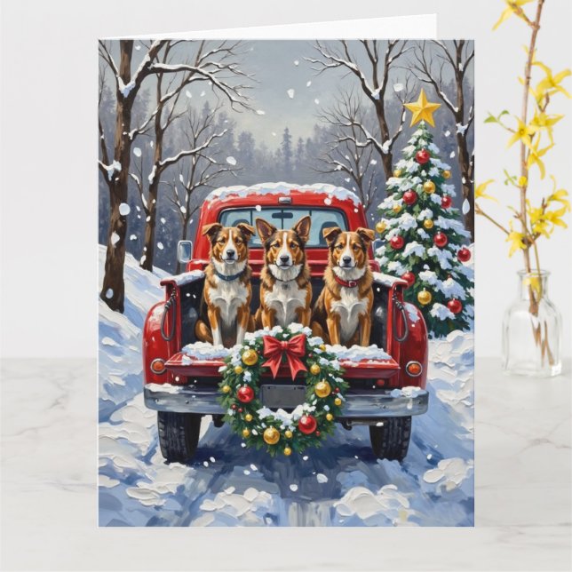 Australian Cattle Dog Christmas Red Truck Holiday Karte (Gelbe Blume)