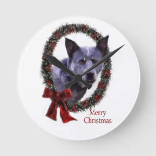 Australian Cattle Dog Christmas Runde Wanduhr