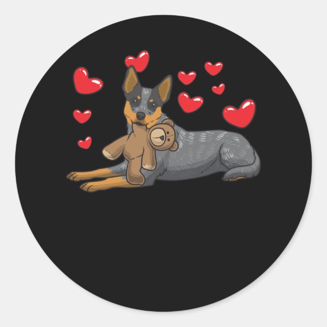 Australian Cattle Dog Dog With Stuffed Animal And Runder Aufkleber (Vorderseite)